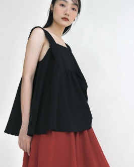 Square neck babydoll top - Black