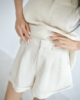 Linen short - Beige