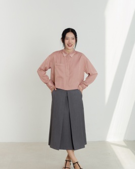 pleated midi skirt - grey