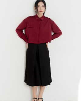 pleated midi skirt - black