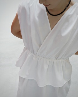 V-neck midi layer dress - White