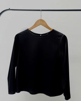 Long sleeve silk top - Black