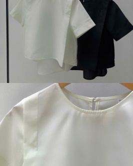 Round neck basic top - Lemon | Black 
