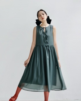 Triple bow dress - Green 