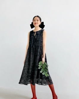 Twin bow dress - Black
