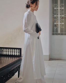 Áo dài Lụa Mây - Trắng
