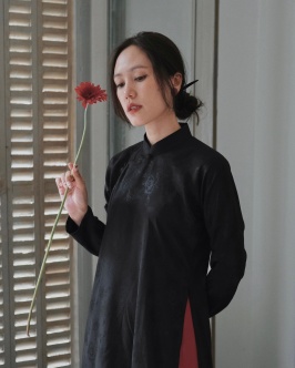 Áo dài lụa huyền - Đen