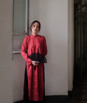 áo dài lụa son - đỏ