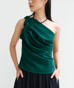 Pleated off-the-shoulder top - Green 