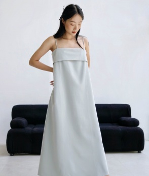 Strap fold over dress - Grey