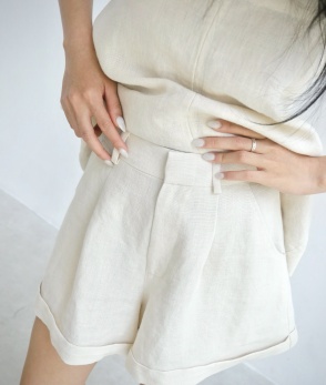 Linen short - Beige