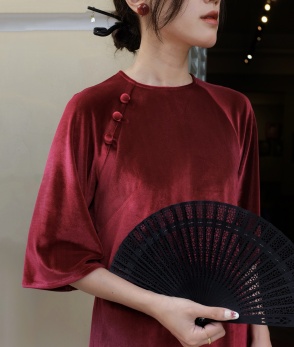 Áo dài NHUNG SON - Đỏ đô