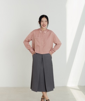 pleated midi skirt - grey
