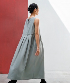 Boat neck babydoll dress - Light green 