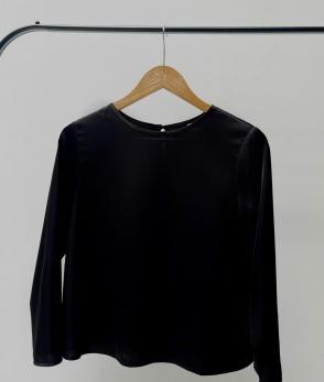 Long sleeve silk top - Black