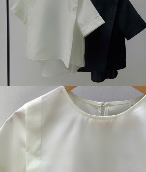 Round neck basic top - Lemon | Black 