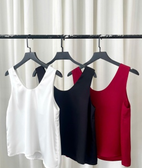 Sleeveless silk top - White, Black, Red