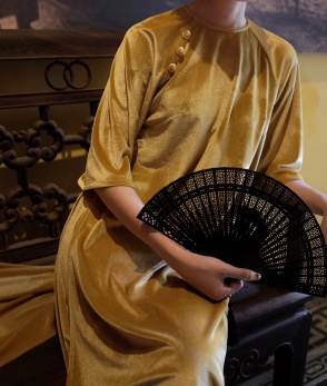 Áo dài NHUNG KIM - Vàng