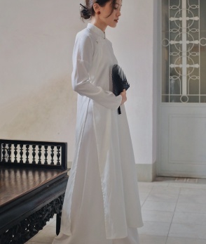 Áo dài Lụa Mây - Trắng